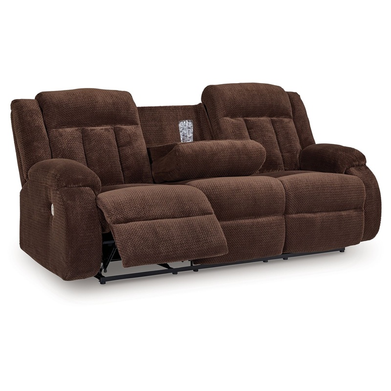 Free Wake – Reclining Power Sofa With Drop Down Table – Chocolate