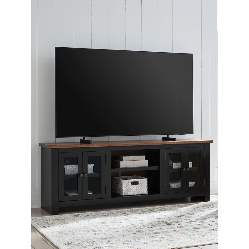 Wildenauer – XL TV Stand With Fireplace Option – Brown / Black