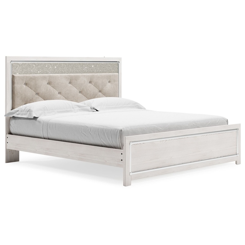 Altyra – King Panel Bed With Upholstered Headboard – White