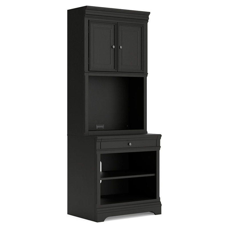 Beckincreek – Bookcase With Door Hutch – Black