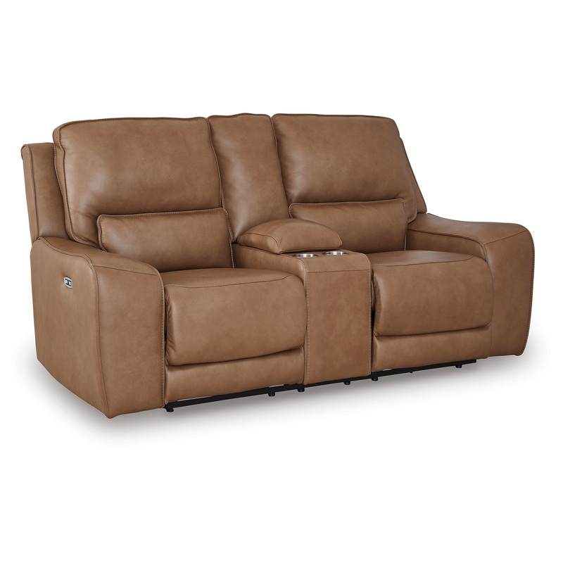 DeepWakes – Power Reclining Loveseat / Console / Adjustable Headrest – Caramel