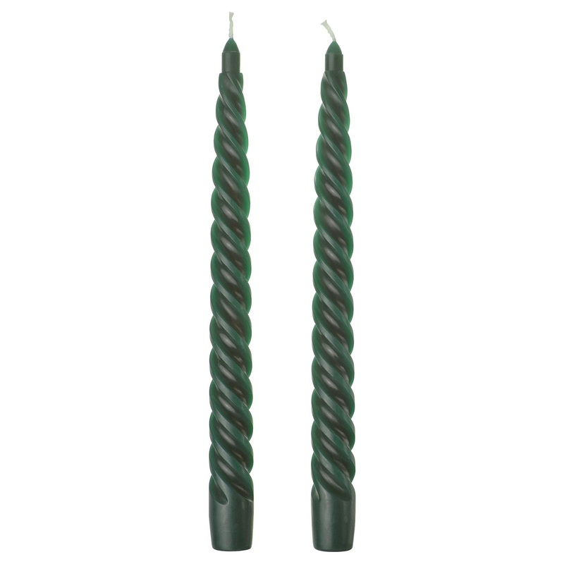 VINTERFINT unscented taper candle, spiral green, 22 mm