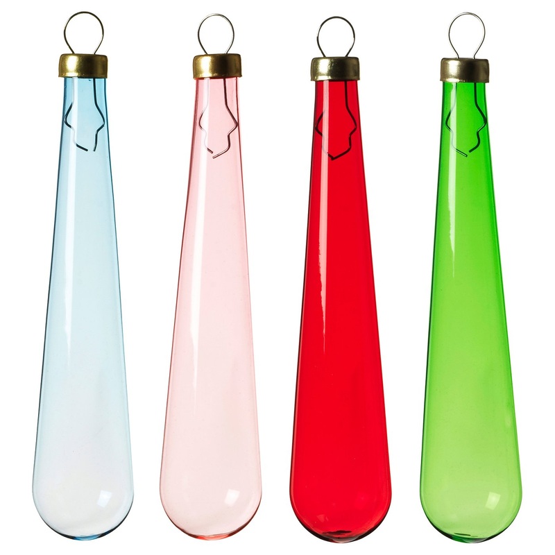 VINTERFINT tree ornament, drop-shaped glass/mixed colours, 3 cm