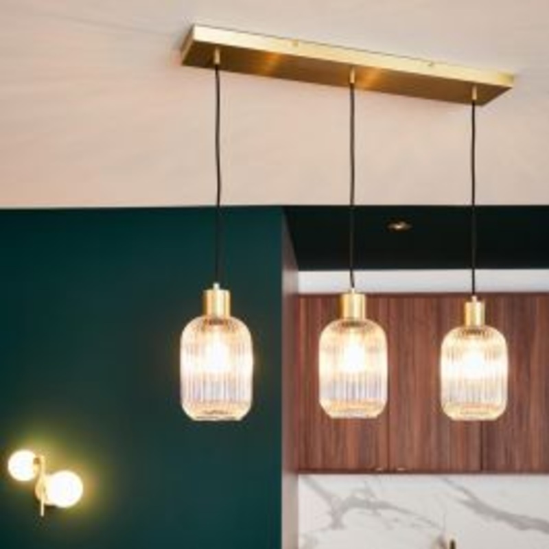 DIPSY GLASS AND METAL GOLD CHANDELIER D25