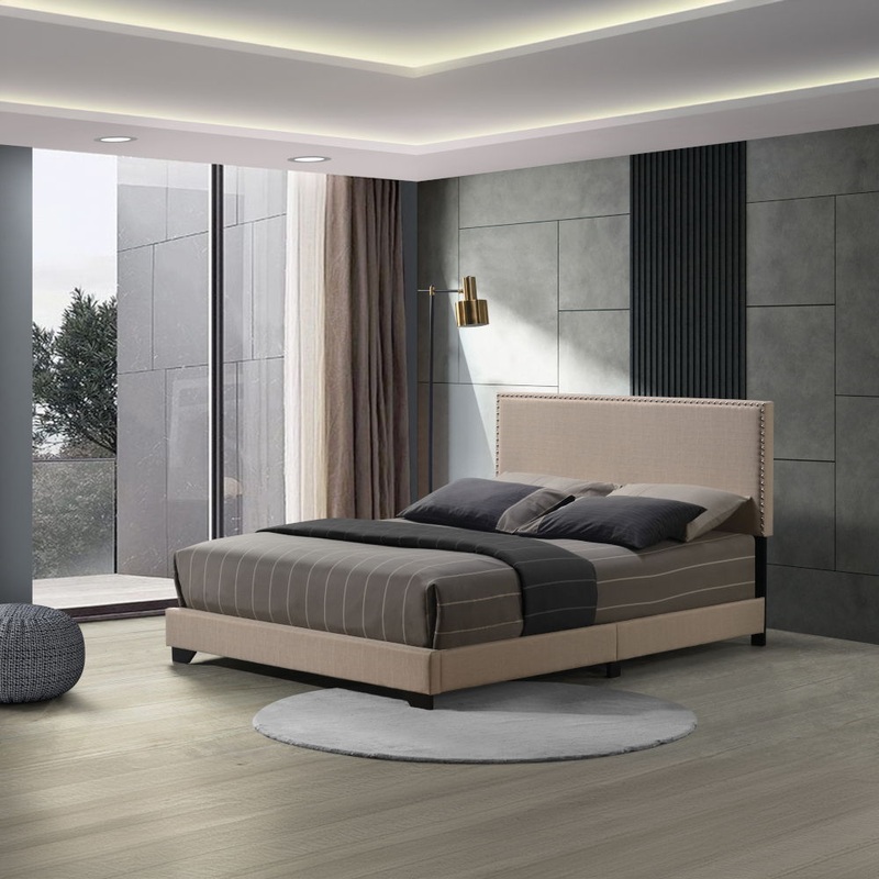 Leandros – Bed|Light Gray|Beige|Queen