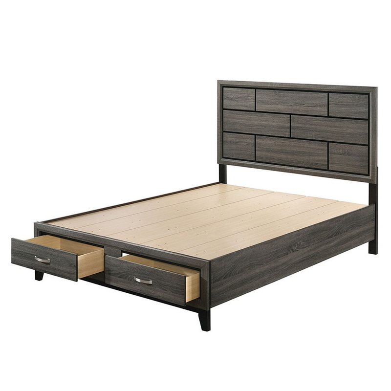 Valdemar – Bed w/Storage|Weathered Gray|King