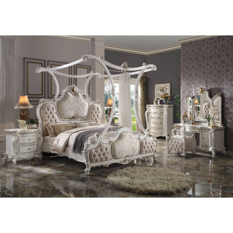 Picardy – Bed w/Canopy|Antique Pearl|King|California King
