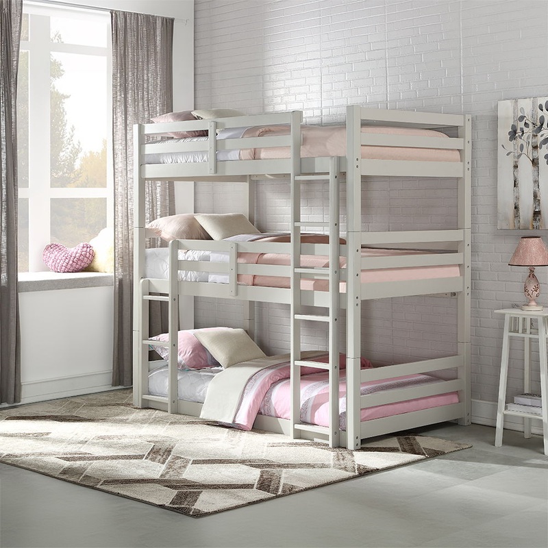 Ronnie – Bunk Bed|Light Gray|Espresso|White|Twin