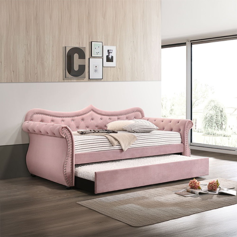 Adkins – Daybed & Trundle|Beige|Pink|Twin