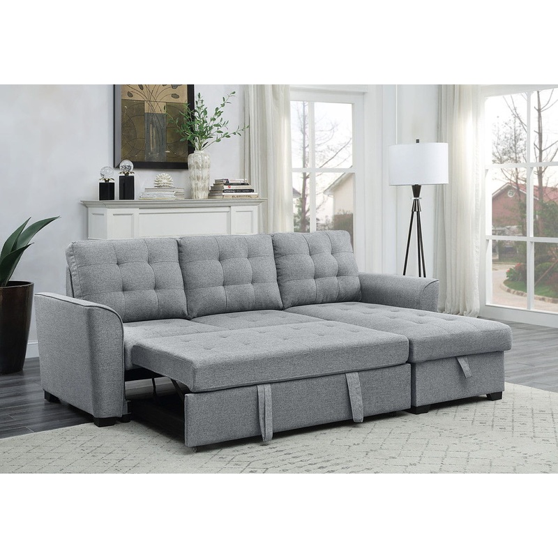 Avery – Sleeper Sectional Sofa With Reversible Storage Chaise – Light Gray