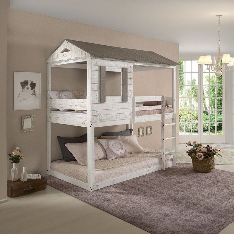 Darlene – Bunk Bed|Rustic White|Rustic Gray