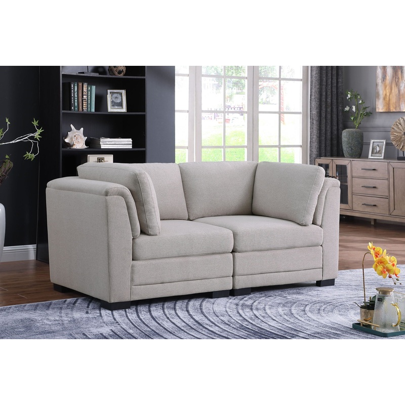 Kristin – Linen Fabric Loveseat – Light Gray