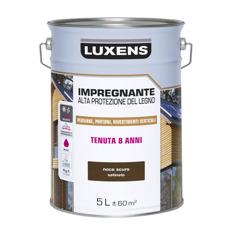 WATER-BASED WOOD PROTECTIVE IMPREGNATING AGENT ANTIQUE WALNUT HIGH PROTECTION LUXENS 5 LT