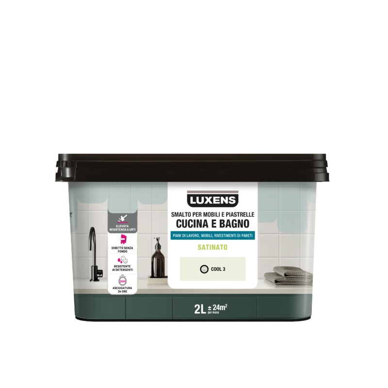 WATER GLAZE FOR FURNITURE AND KITCHEN AND BATHROOM TILES BEIGE COOL 3 SATIN LUXENS 2 LT