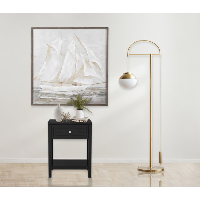 Dylan – Wooden End Side Table Nightstand With Glass Top And Drawer