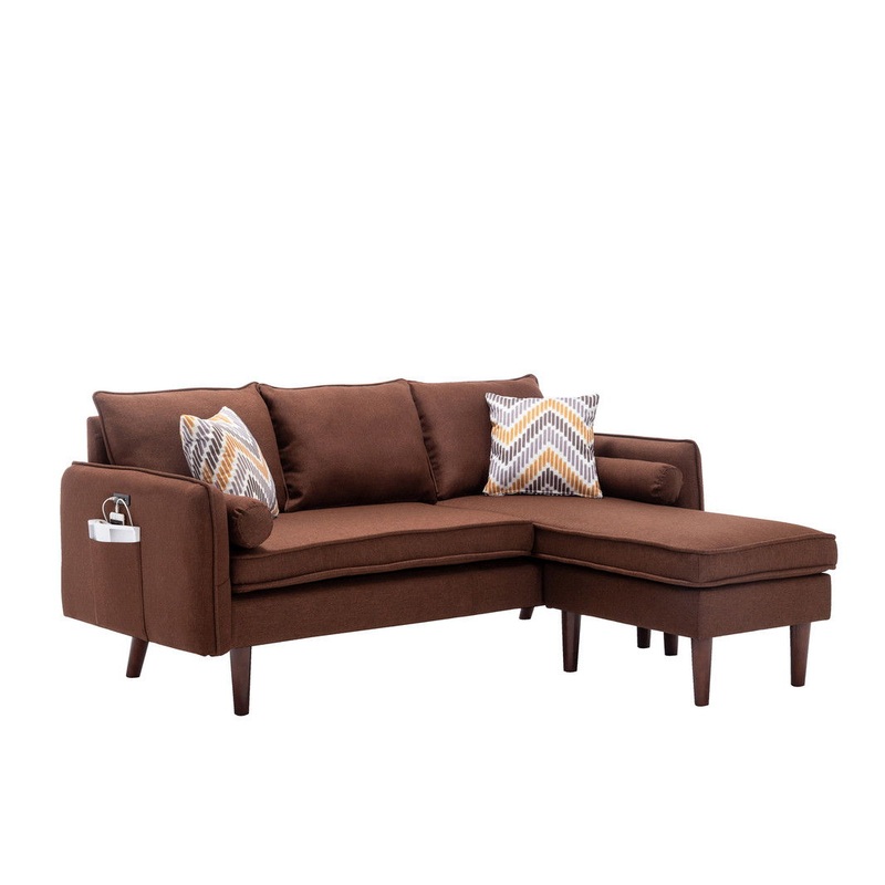 Mia – Sectional Sofa Chaise With USB Charger And Pillows