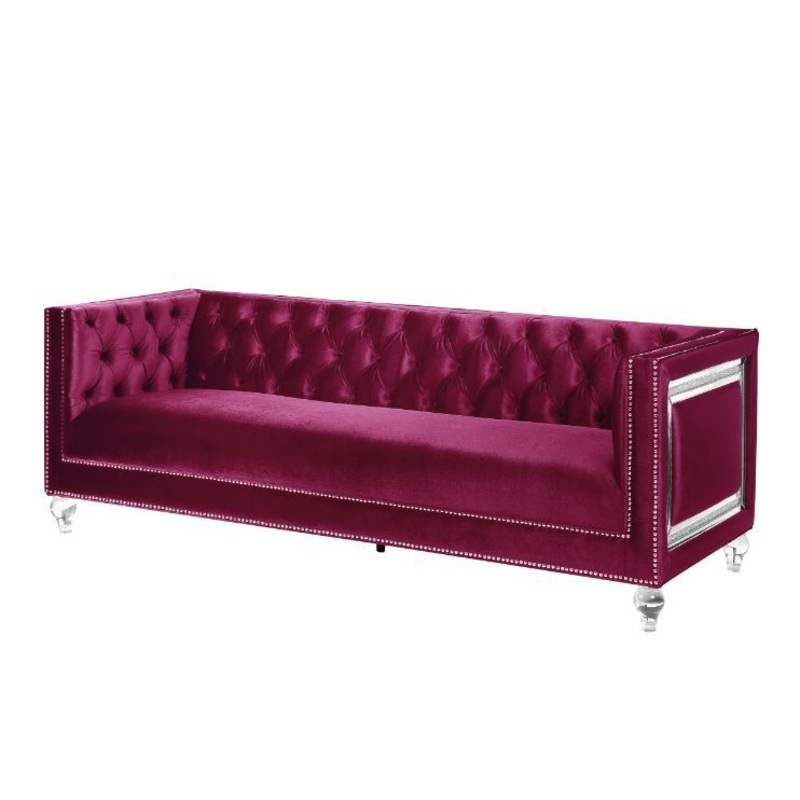 Heibero – Sofa w/2 Pillows|Burgundy