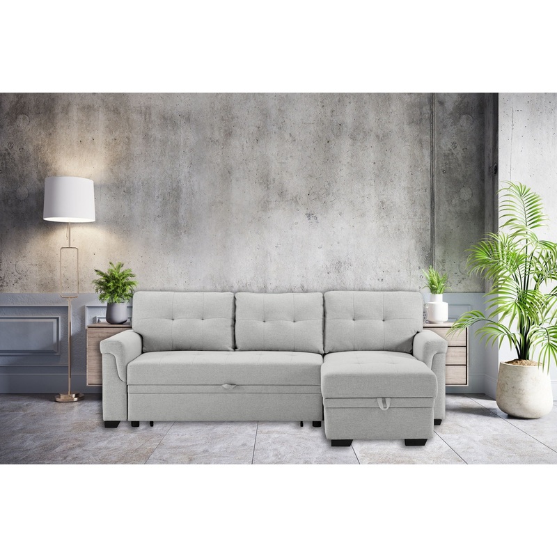 Hunter – Linen Reversible Sleeper Sectional Sofa With Storage Chaise