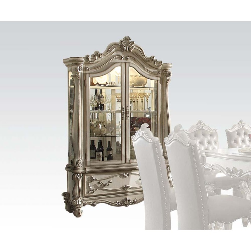 Versailles – Curio Cabinet|Cherry Oak|Bone White|Antique Platinum