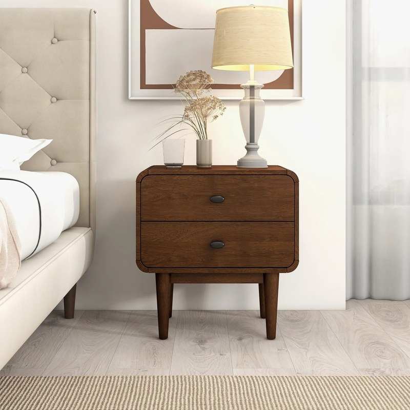 Alexa – Mid-Century Modern Style Night Stand – Brown