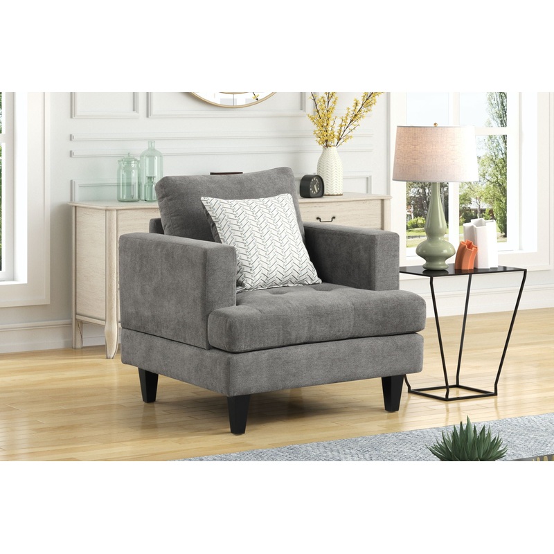 Callaway – Chenille Chair With Throw Pillow – Gray