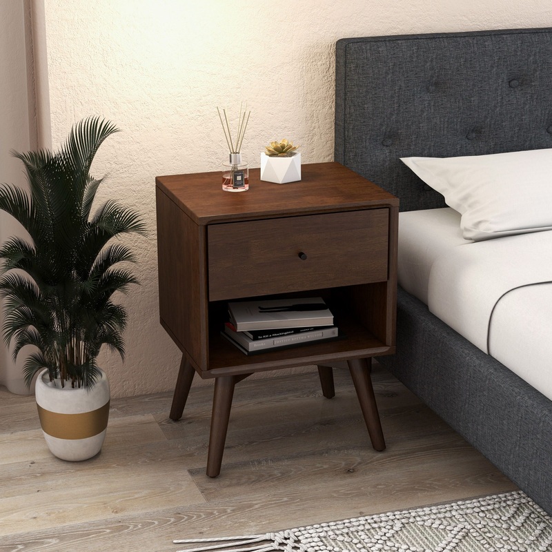 Caroline – Mid-Century Modern Style Night Stand – Brown