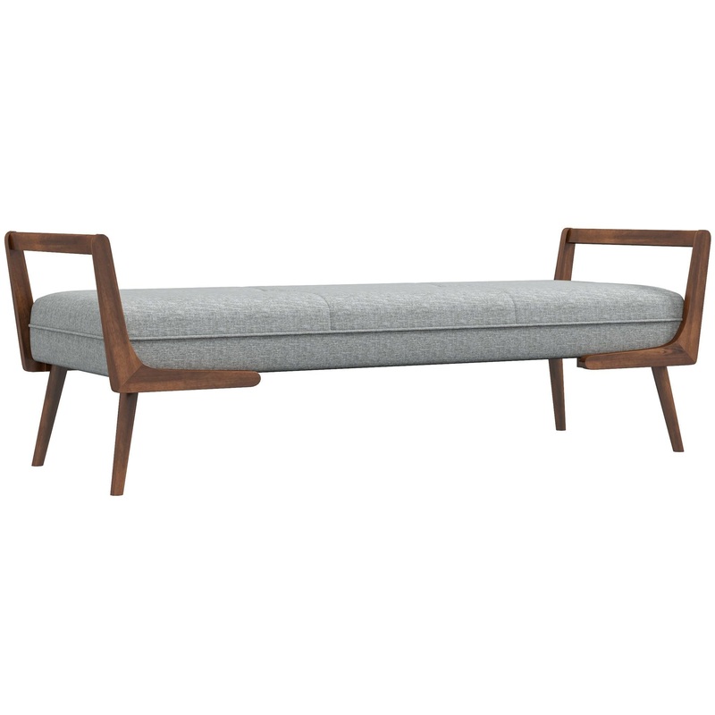 Cora – Mid-Century Modern Gray Bench – Gray