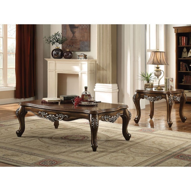 Latisha – Coffee Table|Antique Oak|Wood Top|Marble Top