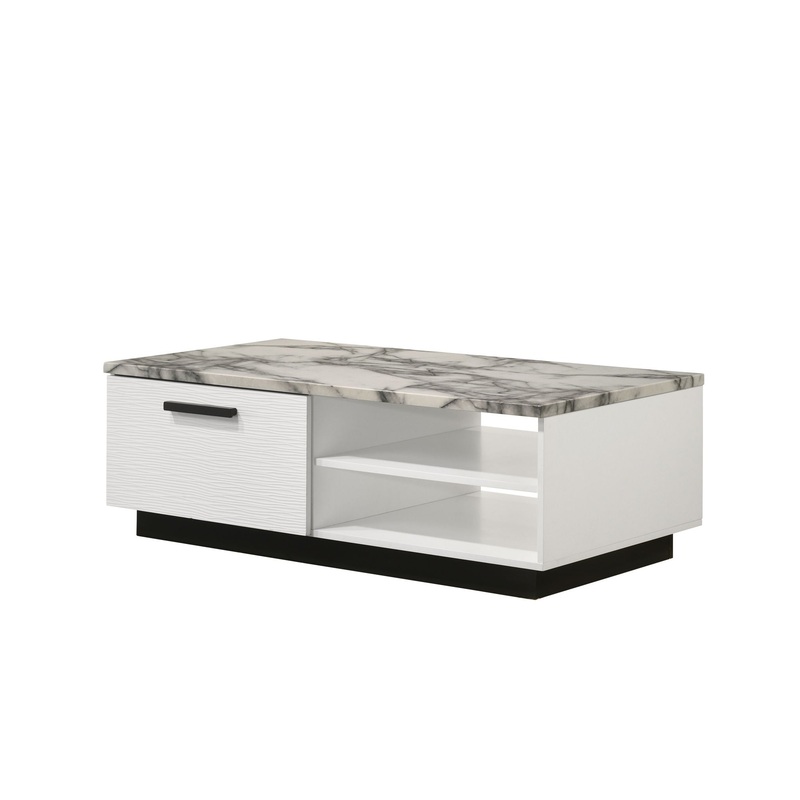 Matilda – Coffee Table With White Faux Marble Top – White