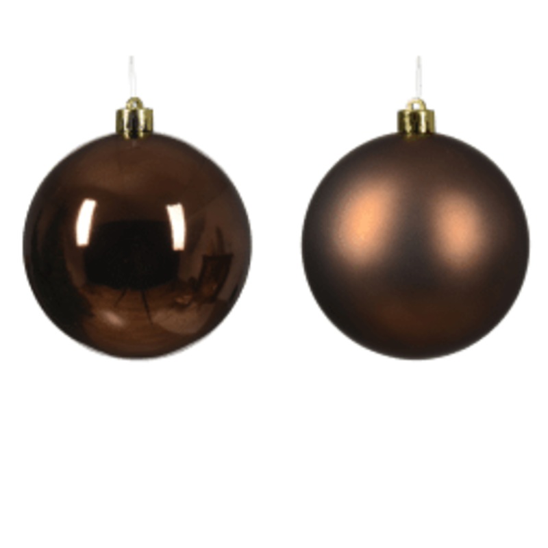 SET 4 BROWN PLASTIC CHRISTMAS BALLS