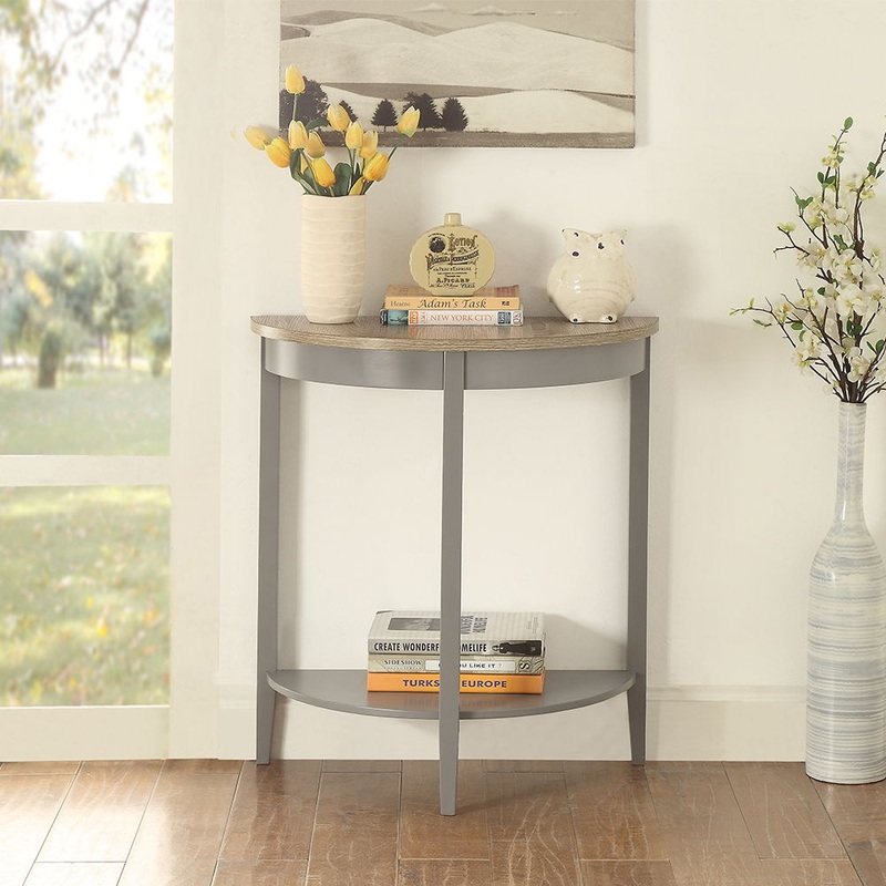 Justino – Console Table|Gray Oak|Gray|Brown Top|Gray Top