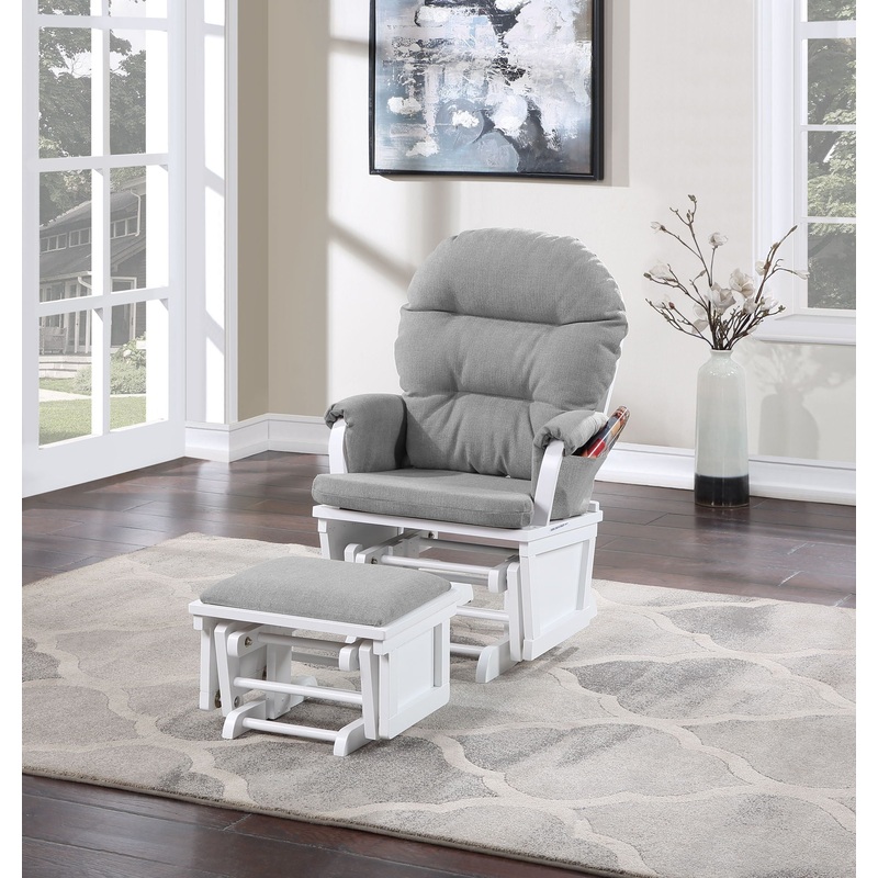 Madison – Glider & Ottoman – White Base