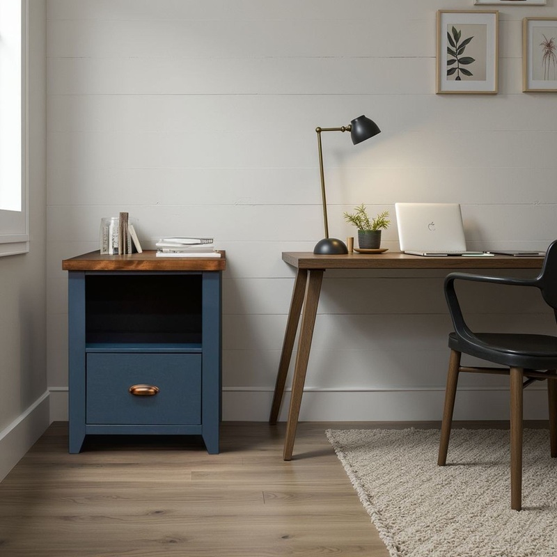 Nantucket – Drawer File – Blue Denim, Whiskey