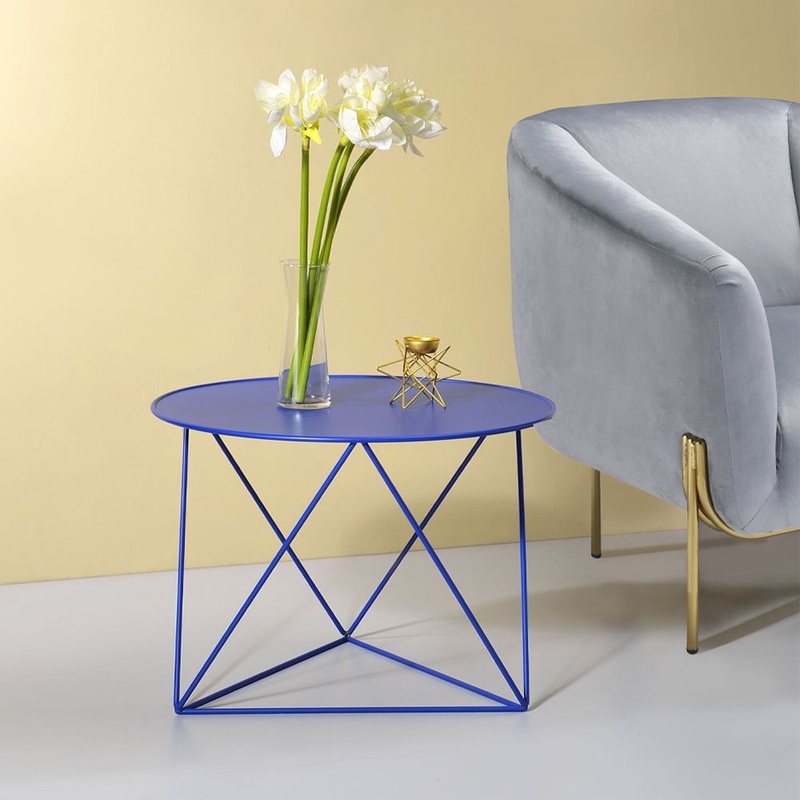 Epidia – Accent Table|Gray|Blue|White|Yellow