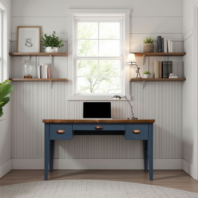 Nantucket – Writing Desk – Blue Denim, Whiskey