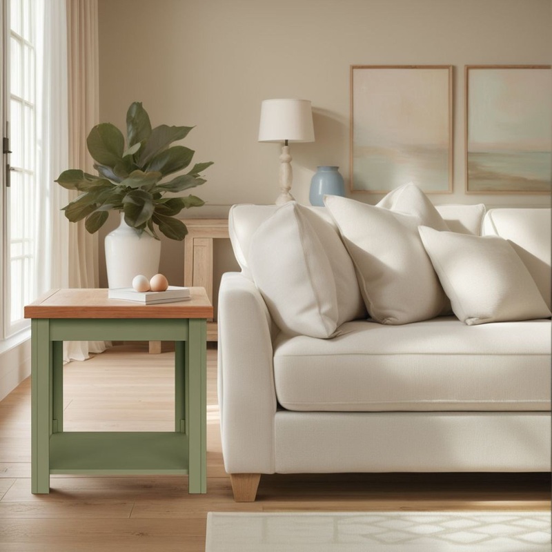 Vineyard – Side Table – Sage Green, Fruitwood