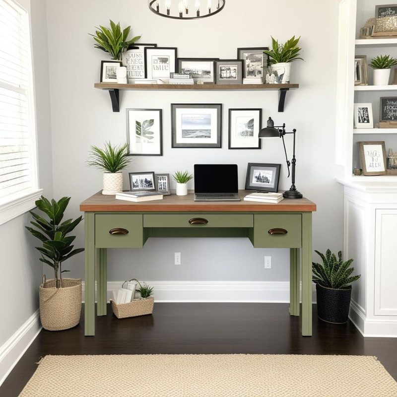 Vineyard – Writing Desk – Sage Green And Fruitwood