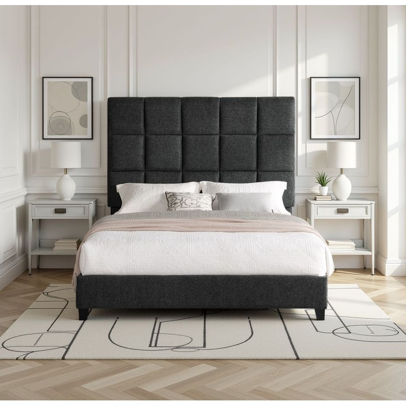 Squares Upholstered Platform Bed