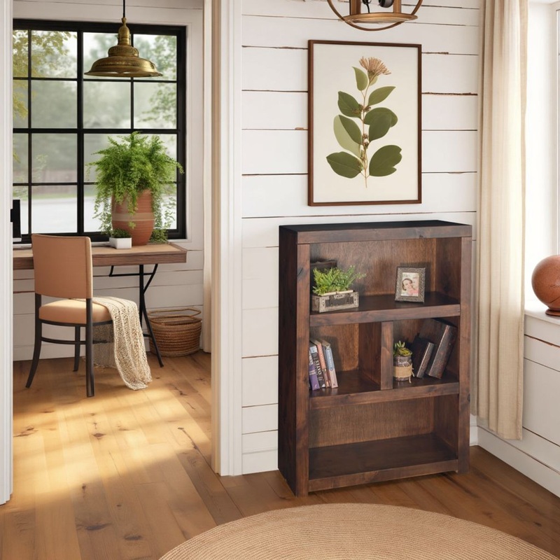 Sausalito – High Bookcase|Dark Brown|34″W x 14″D x 49″H|35″W x 14″D x 66″H|35″W x 14″D x 81″H