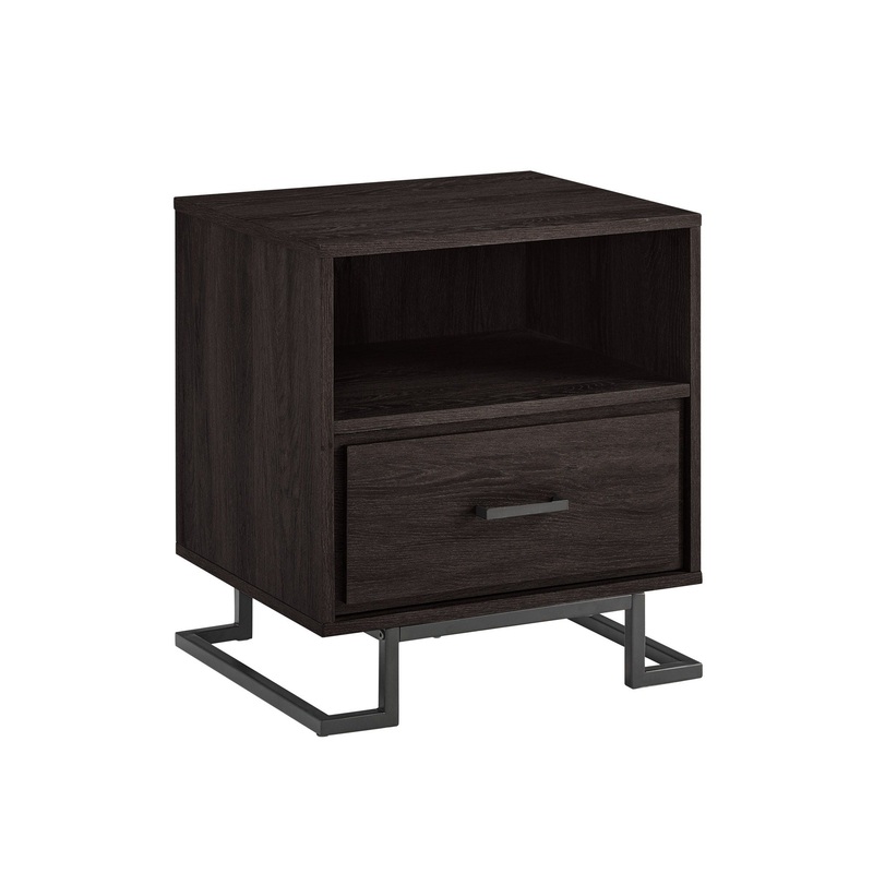 Contemporary 1 Drawer Nightstand – Charcoal