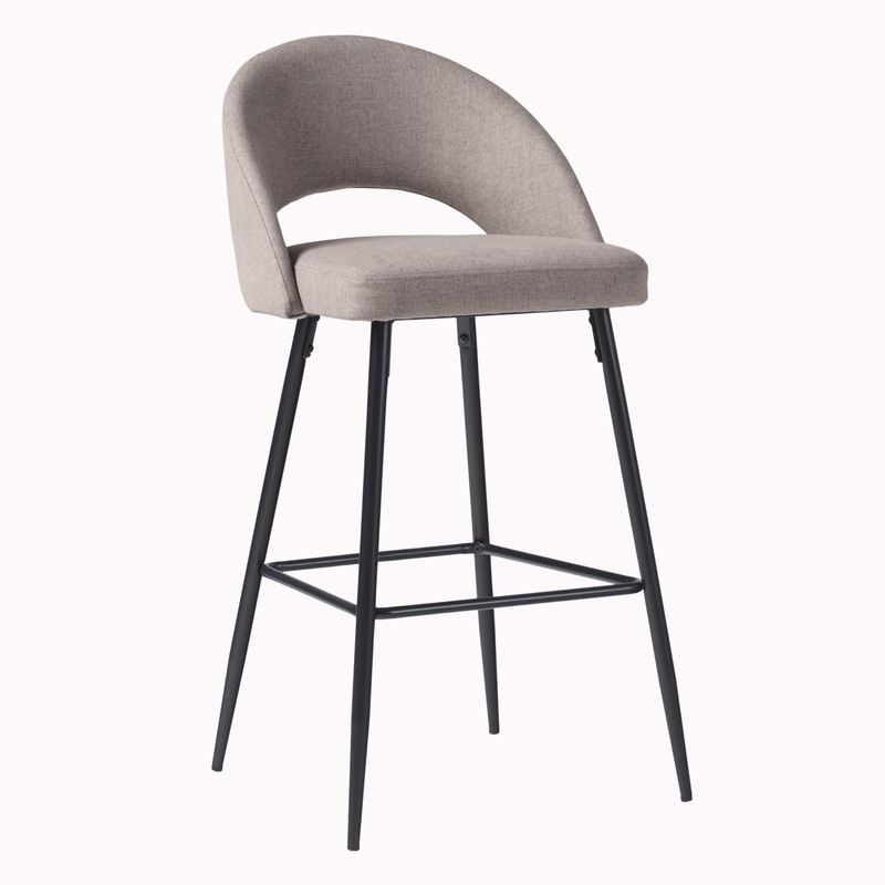 Modern 2 Piece Minimalist Upholstered Bar Stool Set – Mushroom