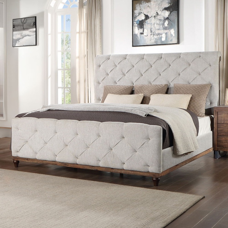 Andria – Upholstered Bed|Reclaimed Oak|King|Queen