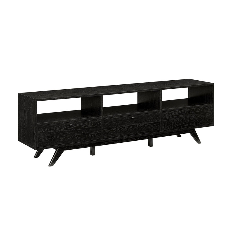 Modern Scandi 3 Door Low Profile TV Stand For TVs Up To 80