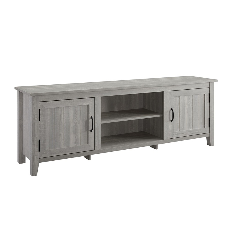 Modern Farmhouse 2 Door Grooved 70 TV Stand For 85 TVs