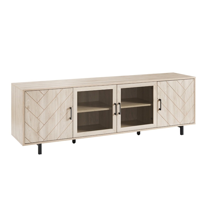 Modern Scandinavian 4 Door Herringbone 70 TV Stand For TVs Up To 80