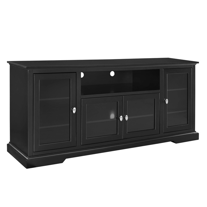 Transitional Classic 70 TV Stand For 80 TVs With 4 Glass Doors