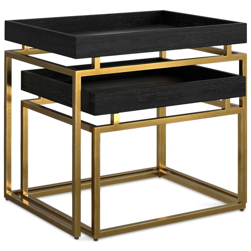 Macy – 2 Pieces Nesting Table – Black / Gold