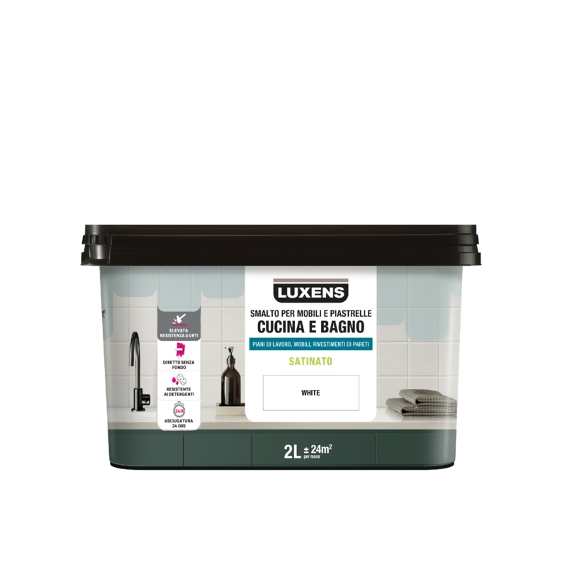 WATER GLAZE FOR FURNITURE AND KITCHEN AND BATHROOM TILES WHITE SATIN LUXENS 2 LT