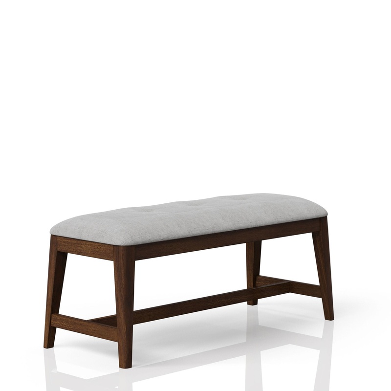 Backless Upholstered Dining Bench Mid Century Seating – Beige