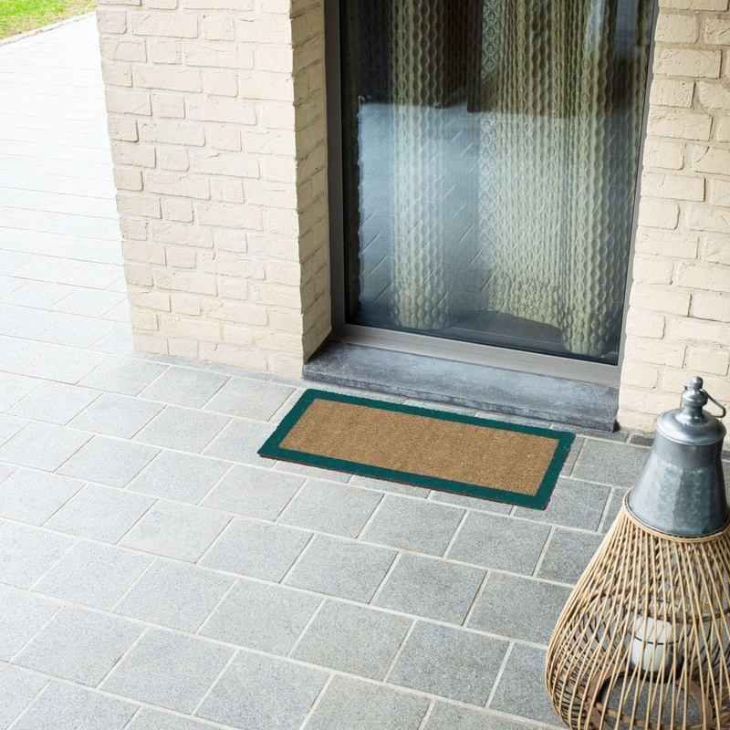 COCONUT DOORMAT GREEN BORDER 25X50 CM 14 MM